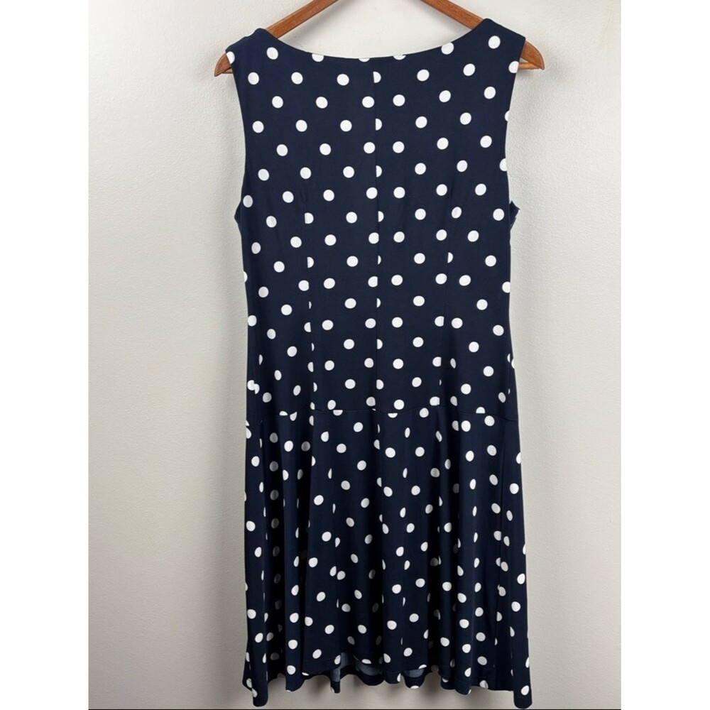 connected apparel Navy and White Polka Dot Sleeveless dress size 10 - Picture 7 of 7